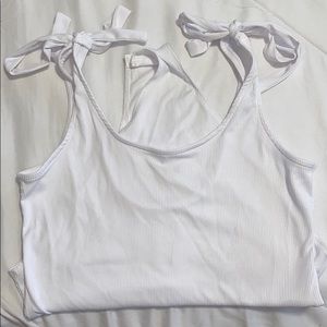 Knot Strap Rib-knit Bodysuit